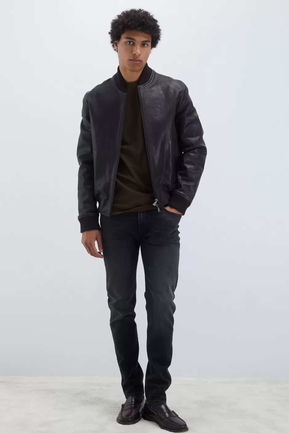 Uomo Roy Rogers Bomber In Pelle Vintage