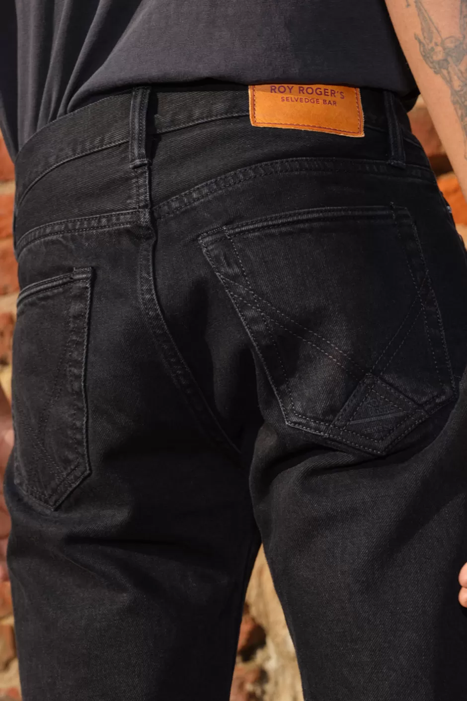 Uomo Roy Rogers Cult Wide Selvedge Bar Roy Roger's Black Denim Super S.w.