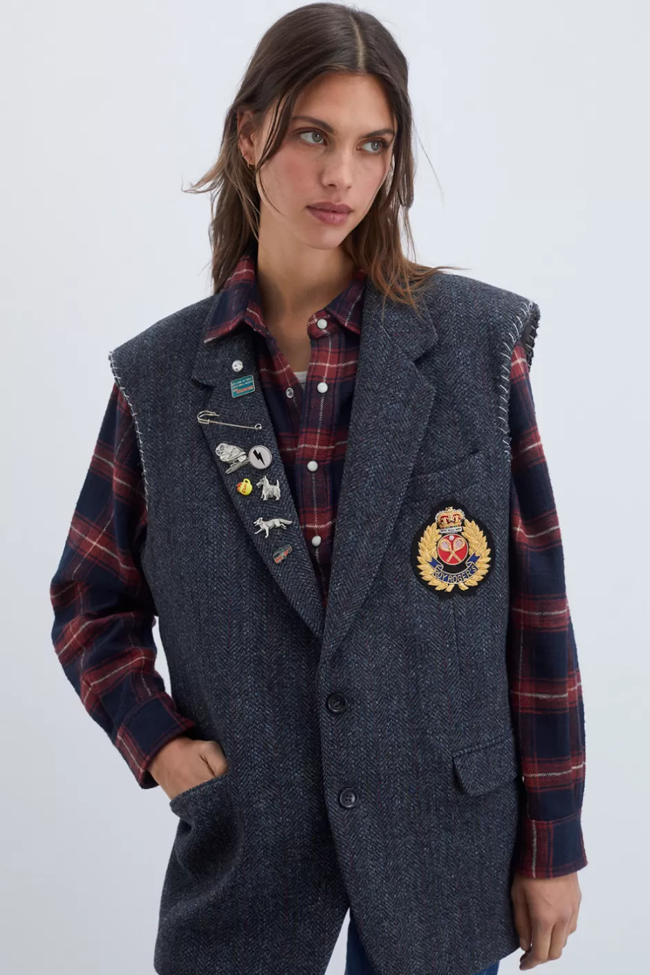 Donna Roy Rogers Giacca Vintage Old Glory Harris Tweed