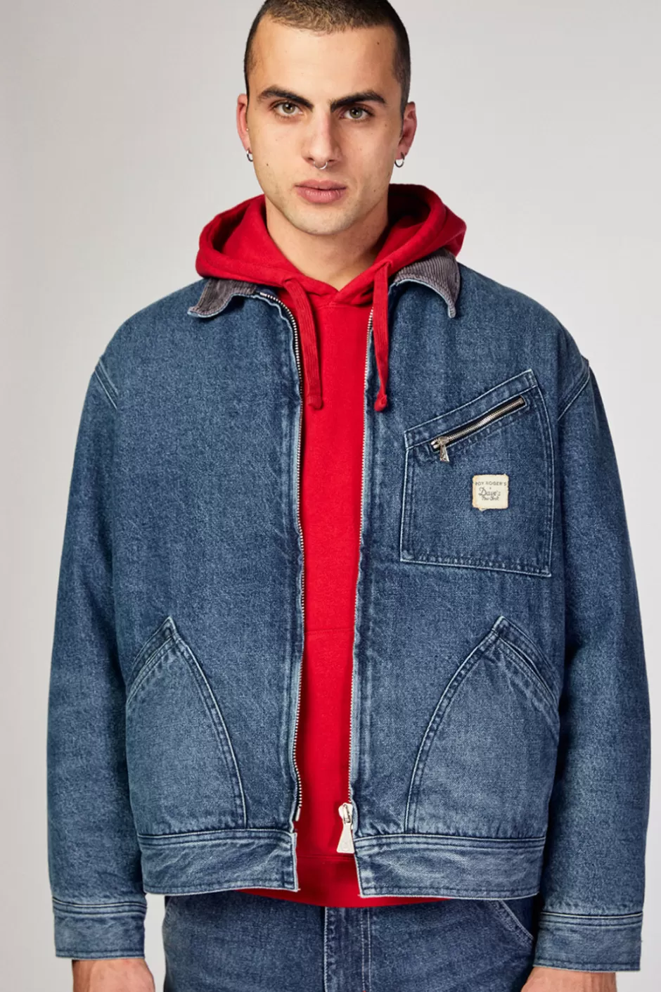 Uomo Roy Rogers Giacca Work Roy Roger's X Dave's Ny In Denim Vintage