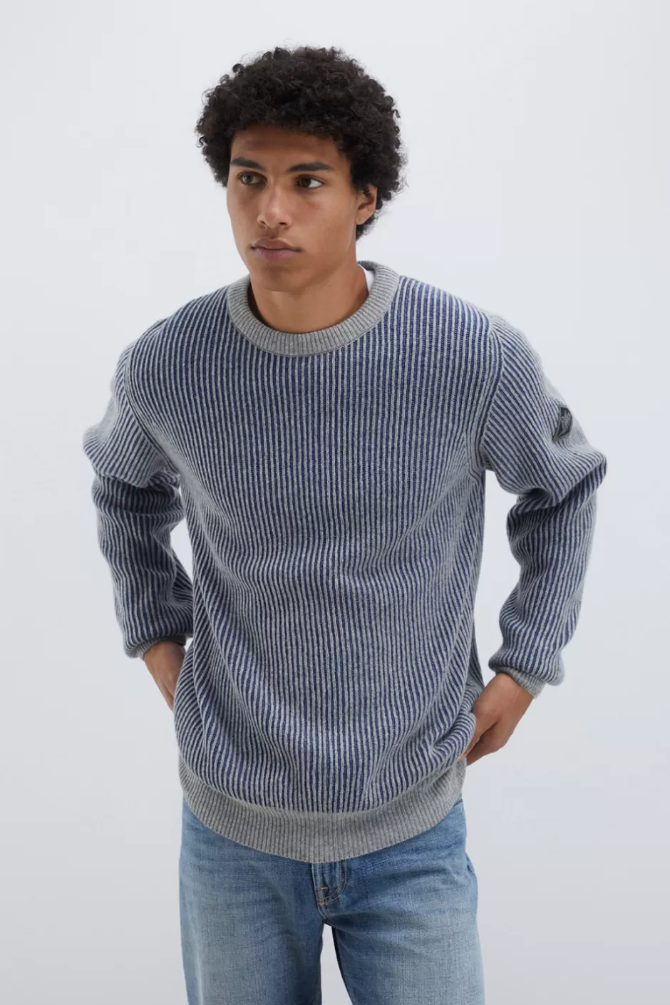 Uomo Roy Rogers Maglia Girocollo In Lana E Cashmere Bicolor
