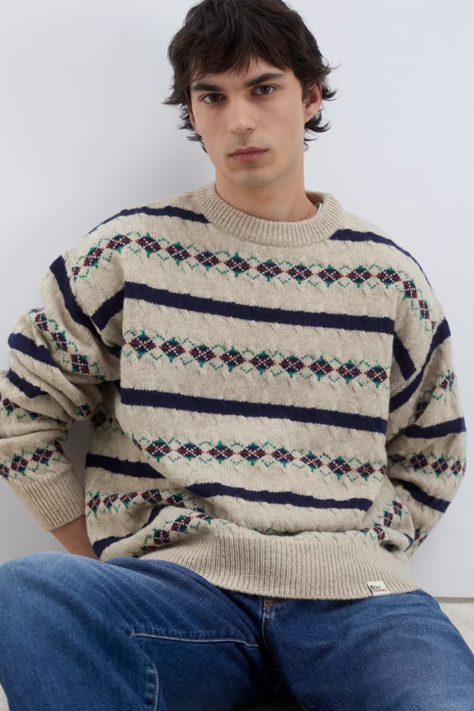 Uomo Roy Rogers Maglia Girocollo Vintage In Lana Shetland